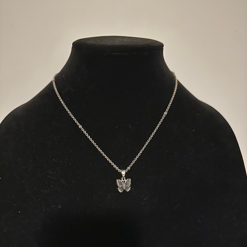 Lagos Sterling Silver Butterfly Pendant Necklace. Excellent Condition.